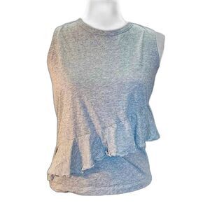 Rebecca Minkoff Brushed Cotton Asymmetric Ruffle Top Sz L